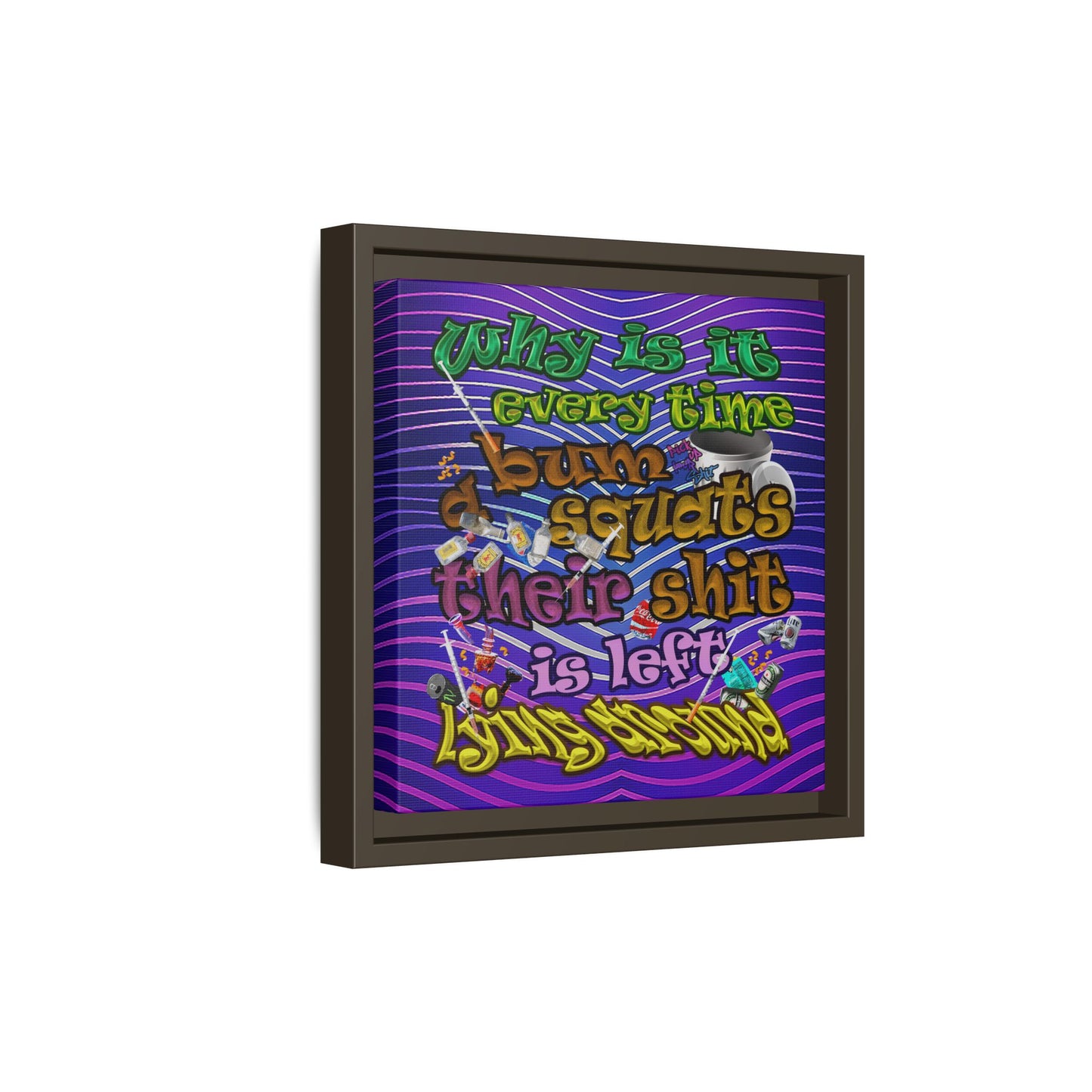 the bum's shit - framed canvas art (purple wave)