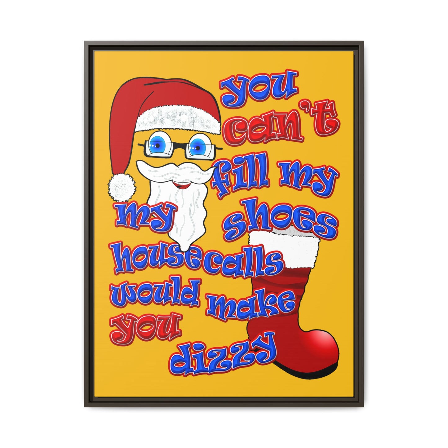 santa's shoes - framed canvas art (yellow)