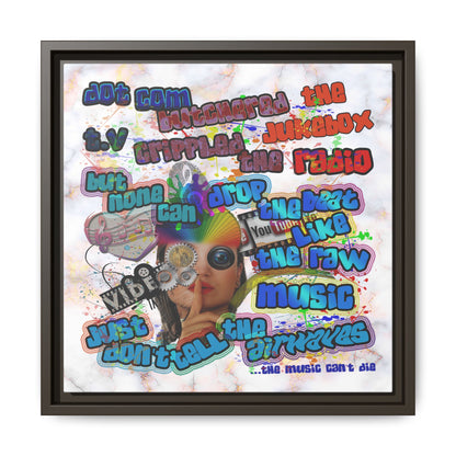 drop the beat - framed canvas art (white marble)
