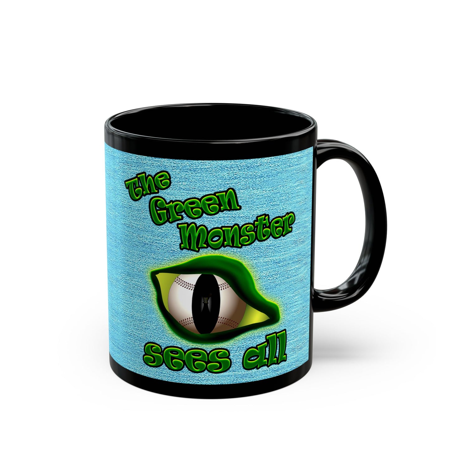 green monster - Black Mug (faded blue)