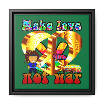love peace - framed canvas art (dark green)