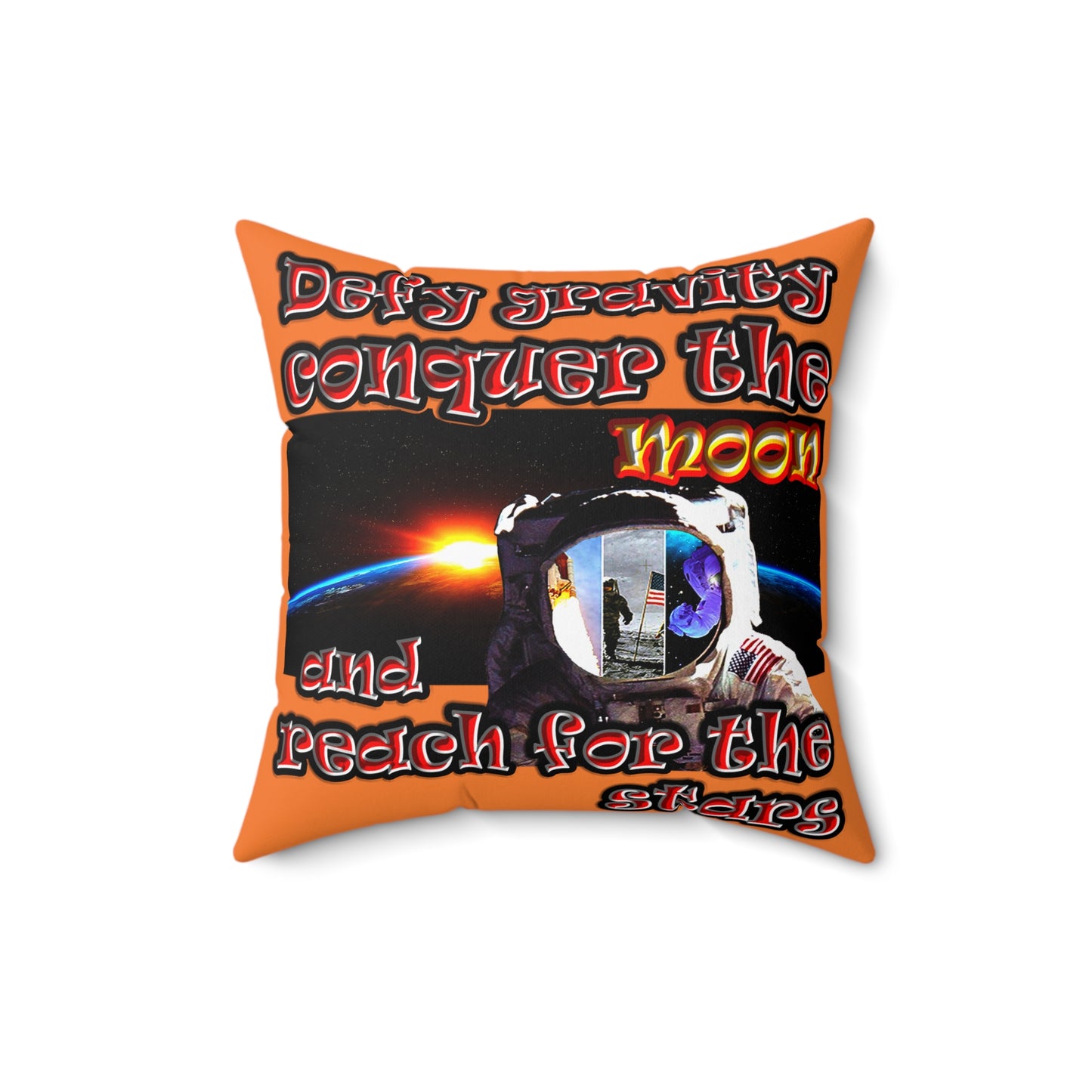 defy conquer reach - Spun Polyester Square Pillow - (crusta)
