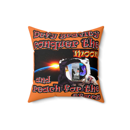 defy conquer reach - Spun Polyester Square Pillow - (crusta)