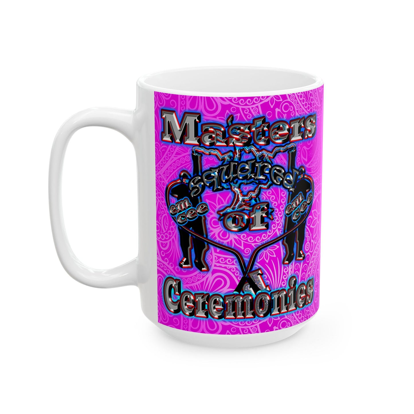 em cee squared - White Mug (pink swirl)