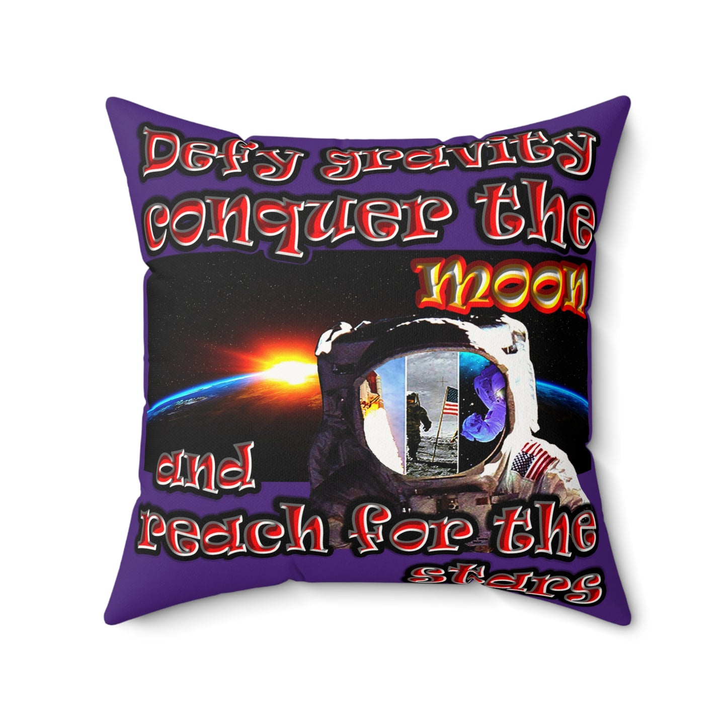 defy conquer reach - Faux Suede Square Pillow - (purple)