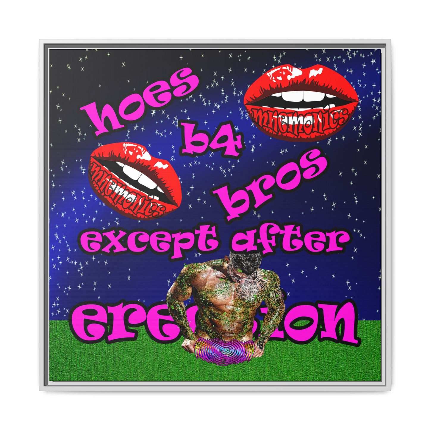 hoes b4 bros - framed canvas art ('snoops' background)
