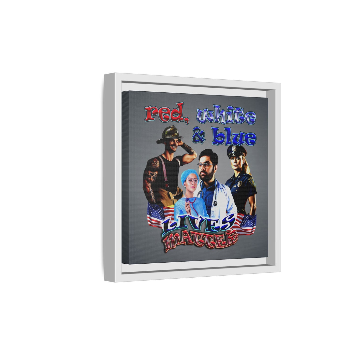 rw&b lives matter - framed canvas art (grey-light grey)