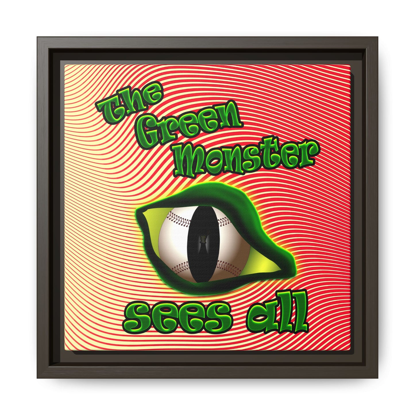 green monster - framed canvas art (yellow-orange wave)