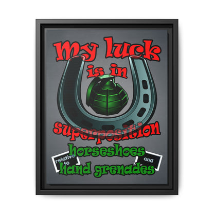 my luck - framed canvas art (grey-light grey)