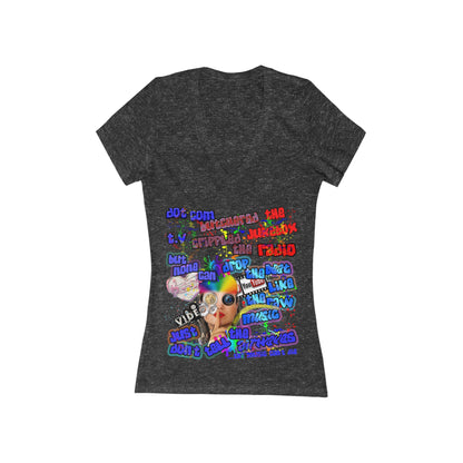 drop the beat - Women's Jersey Short Sleeve Deep V-Neck Tee