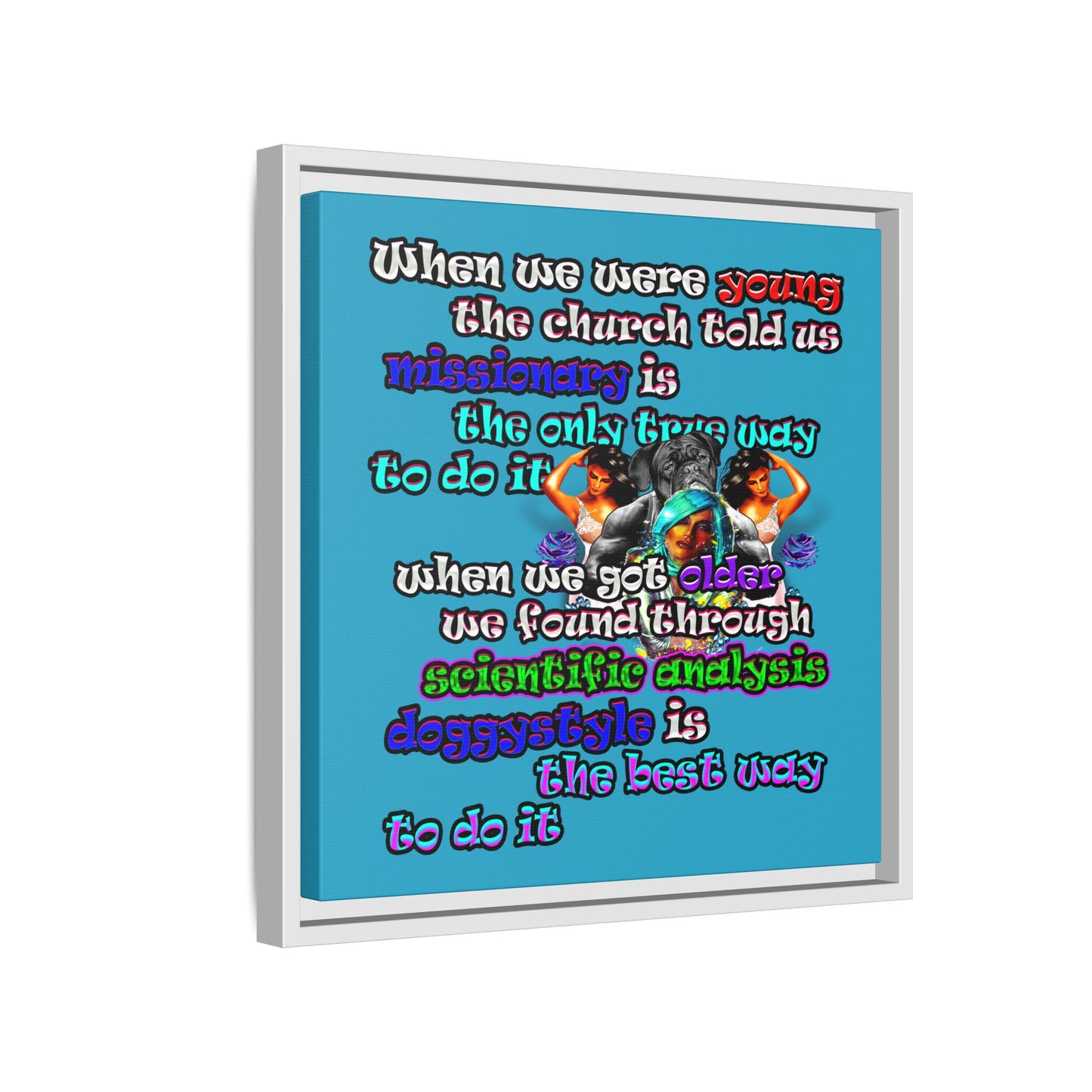 doggystyle - framed canvas art (turquoise)