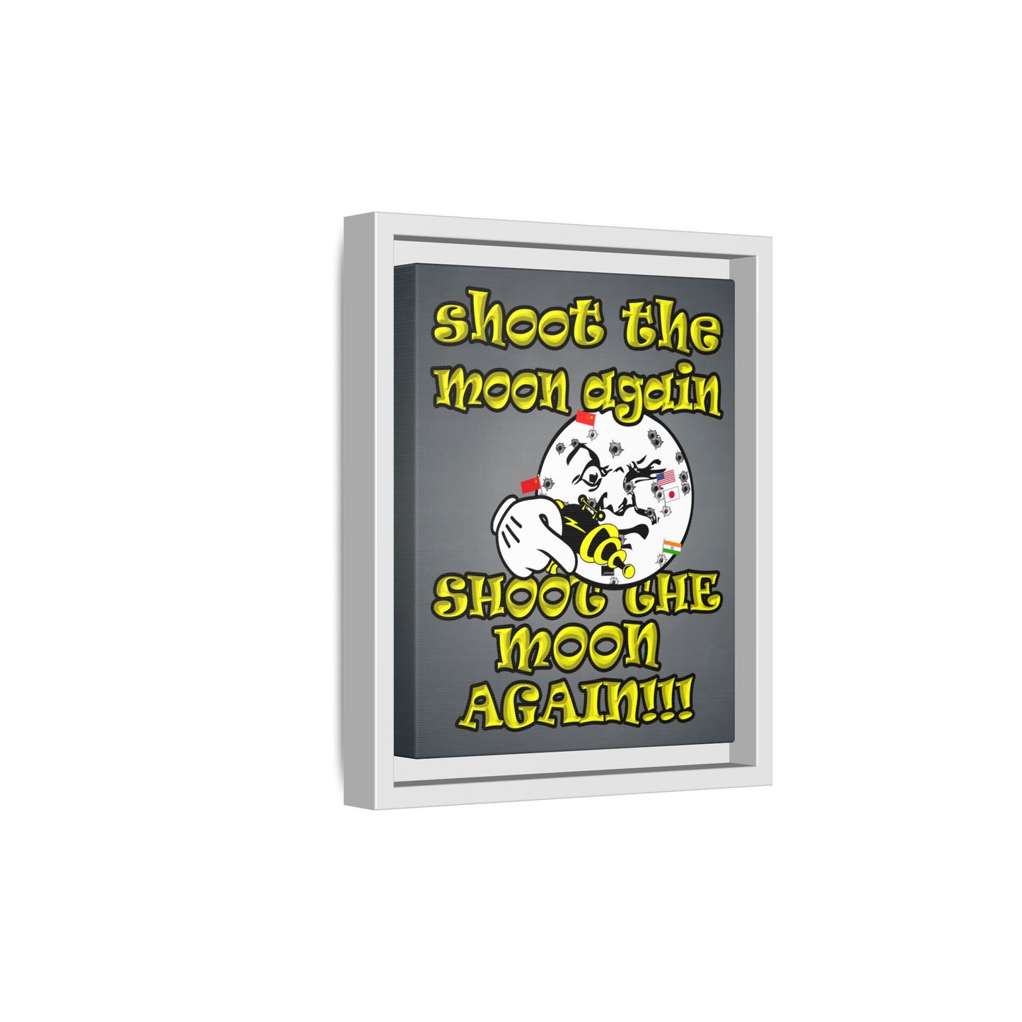 shoot the moon again - framed canvas art (grey-light grey)