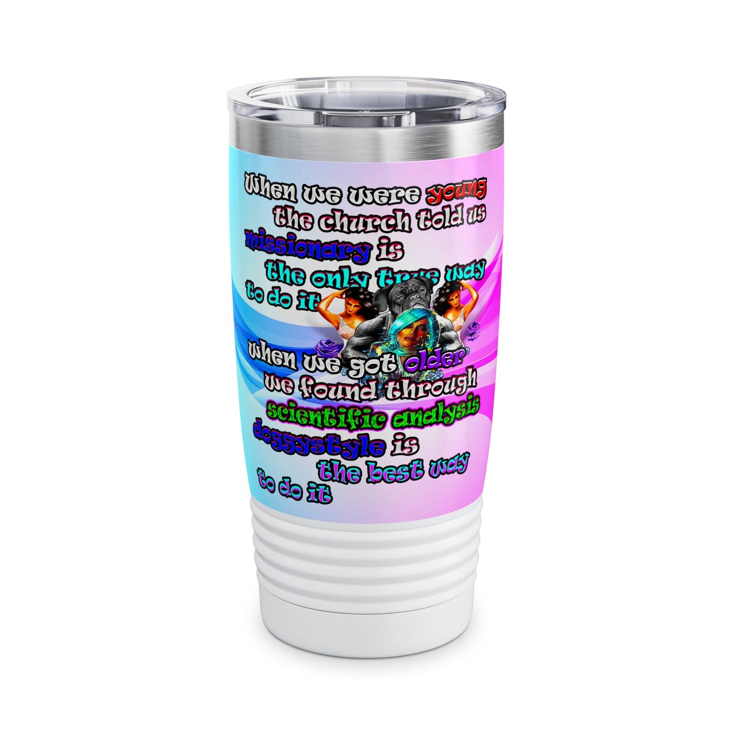 doggystyle - Ringneck Tumbler, 20oz (light blue-pink wave)