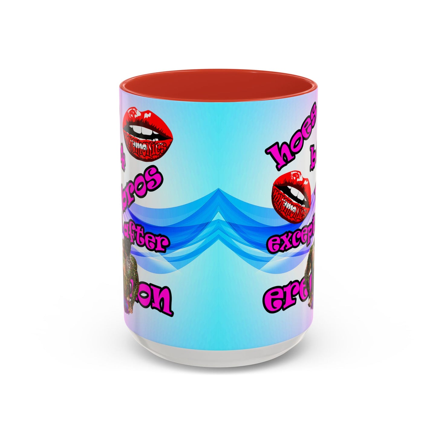 hoes b4 bros - Accent Mug (light blue-pink wave)