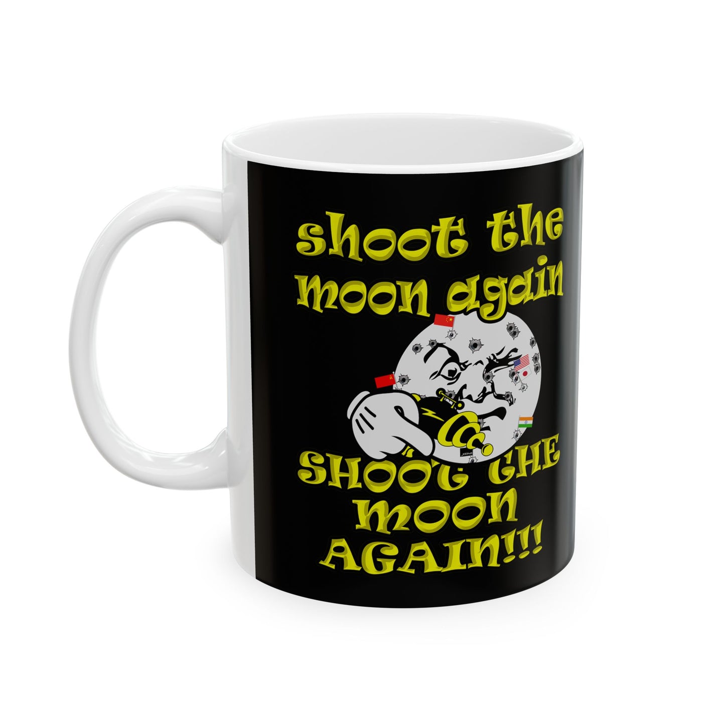 shoot the moon again - White Mug (black)