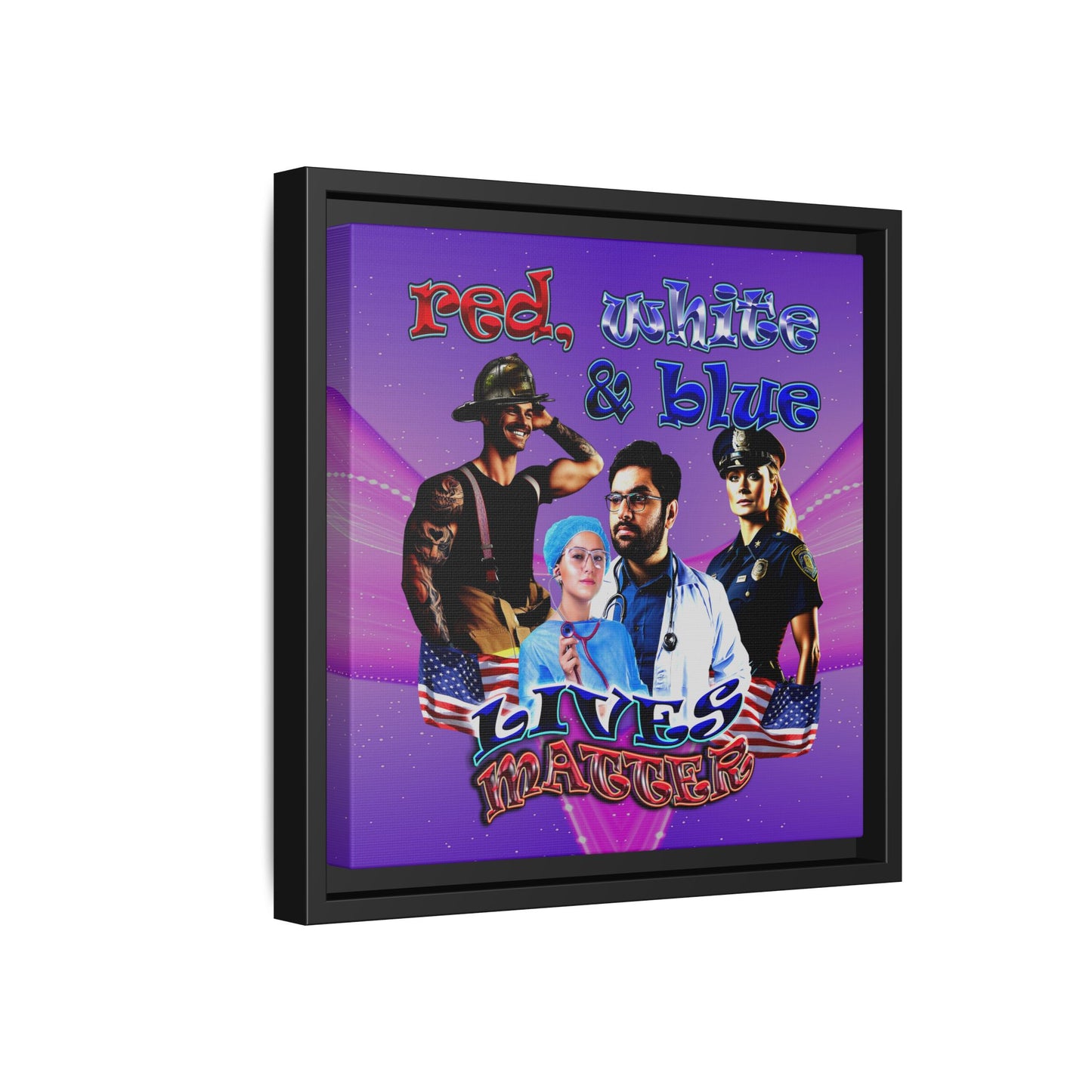 rw&b lives matter - framed canvas art (purple-pink wave)