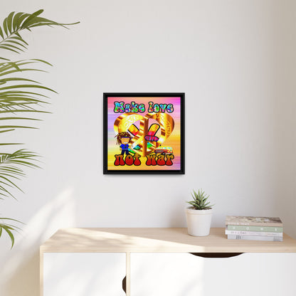 love peace - framed canvas art (color blur)