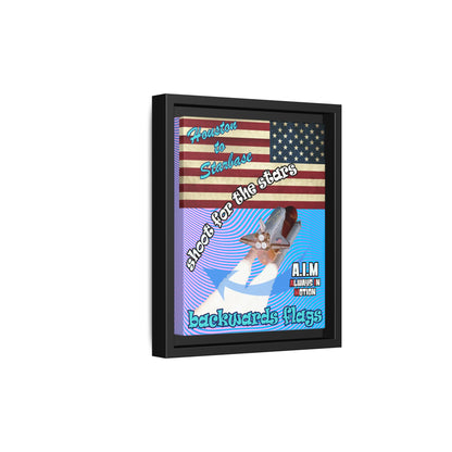shoot for the stars - framed canvas art (light blue-purple wave)