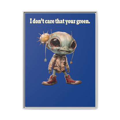 I don't care that your green - framed canvas art (dark blue)