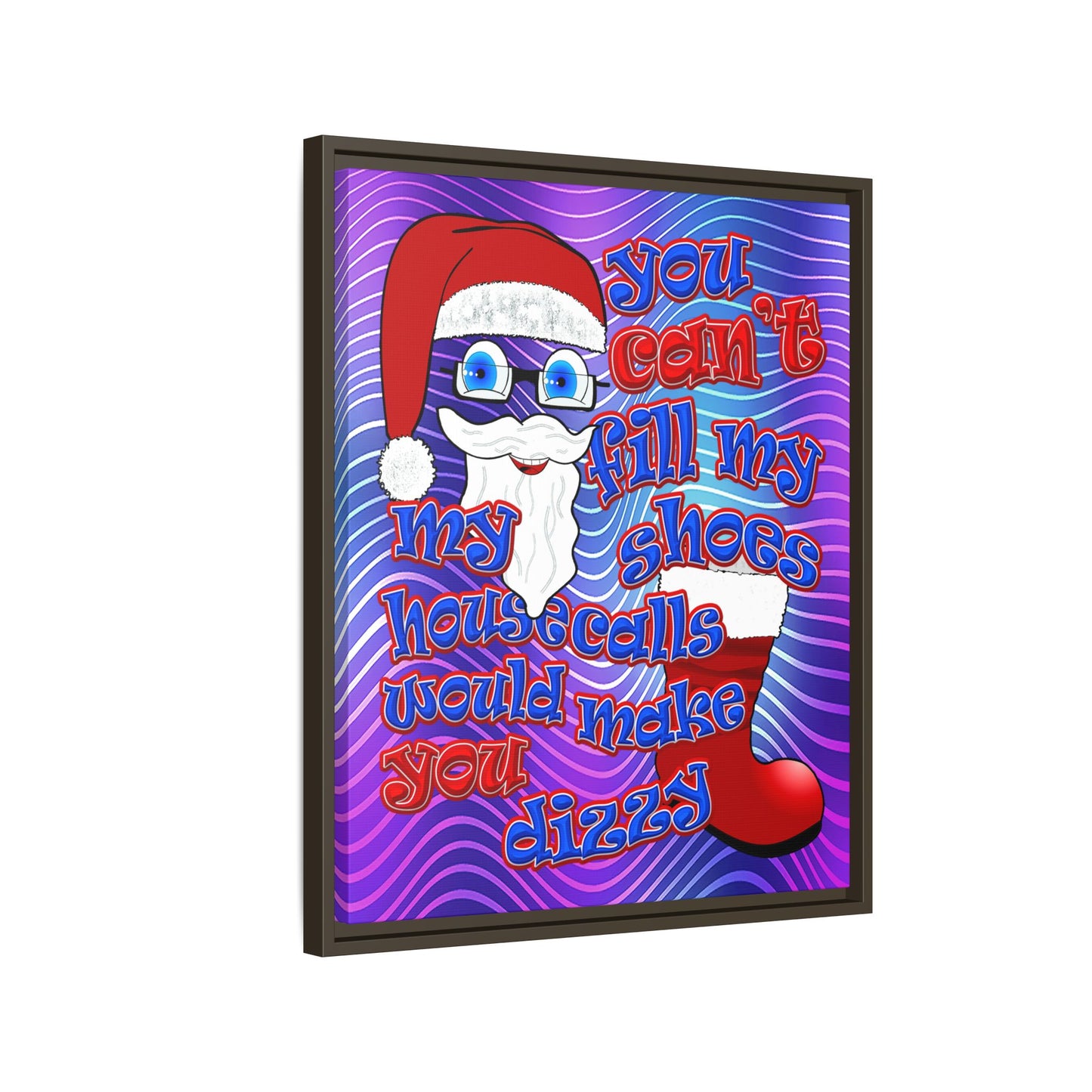 santa's shoes - framed canvas art (purple wave)