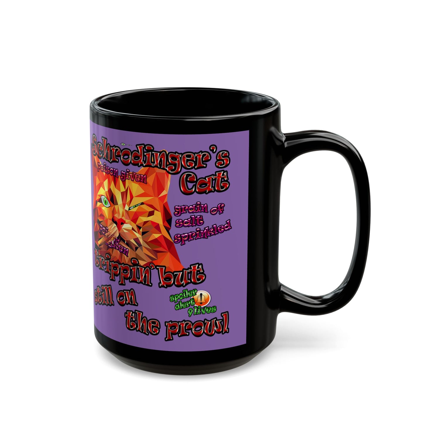 schrodinger's cat - Black Mug (light purple)