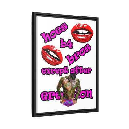 hoes b4 bros - framed canvas art (white)