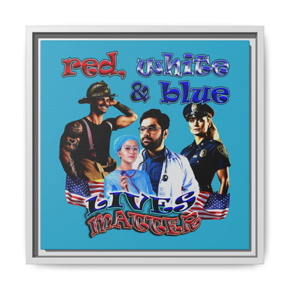 rw&b lives matter - framed canvas art (turquoise)
