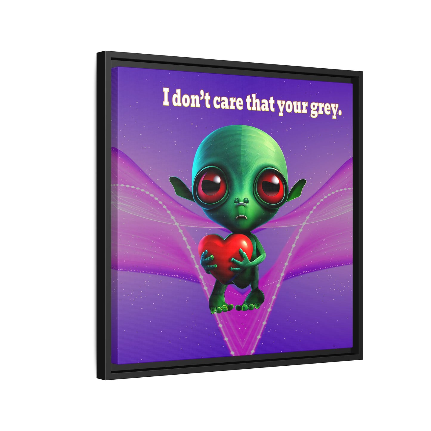 I don't care that your grey - framed canvas art (purple-pink wave)