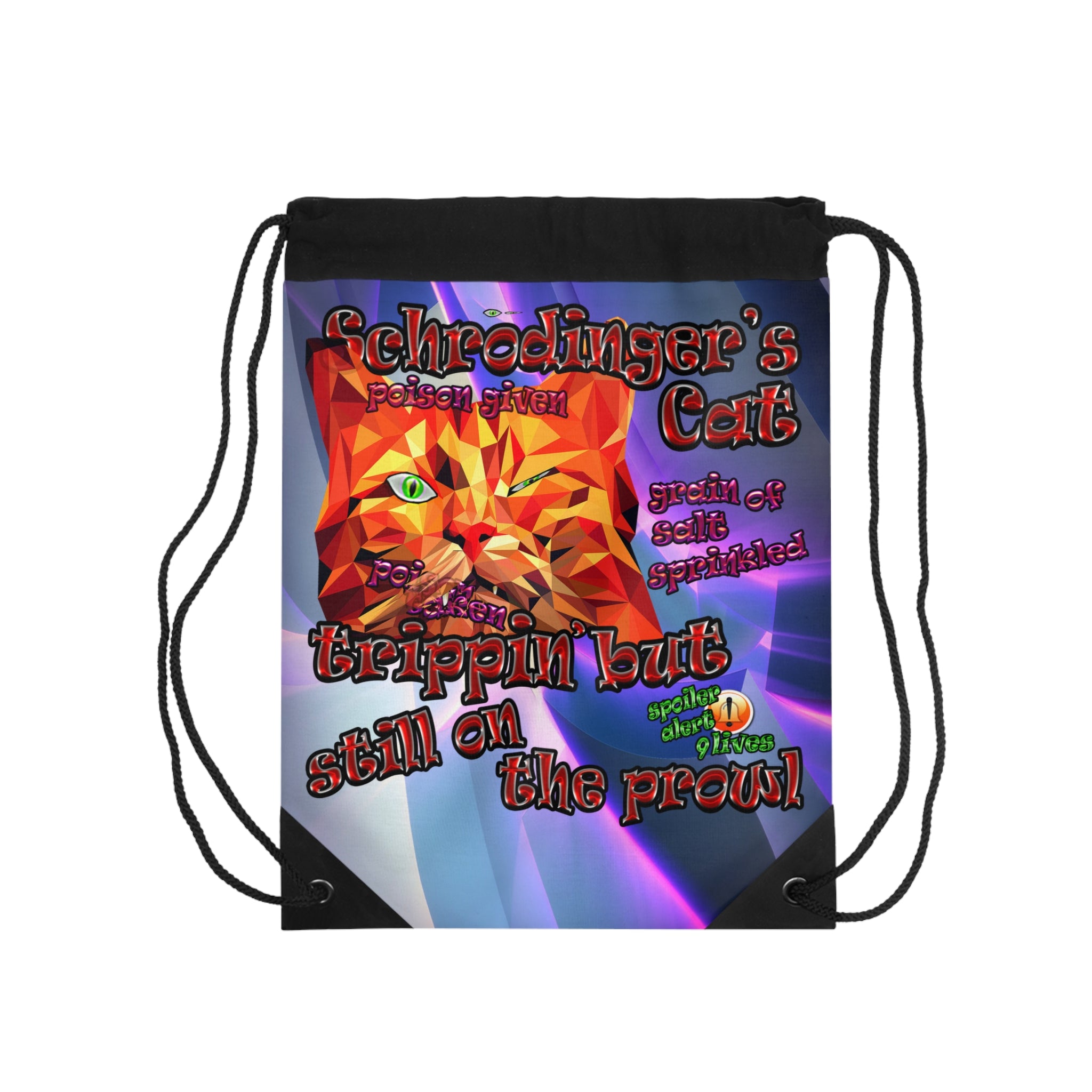 schrodinger's cat - Drawstring Bag (grey-pink wave)