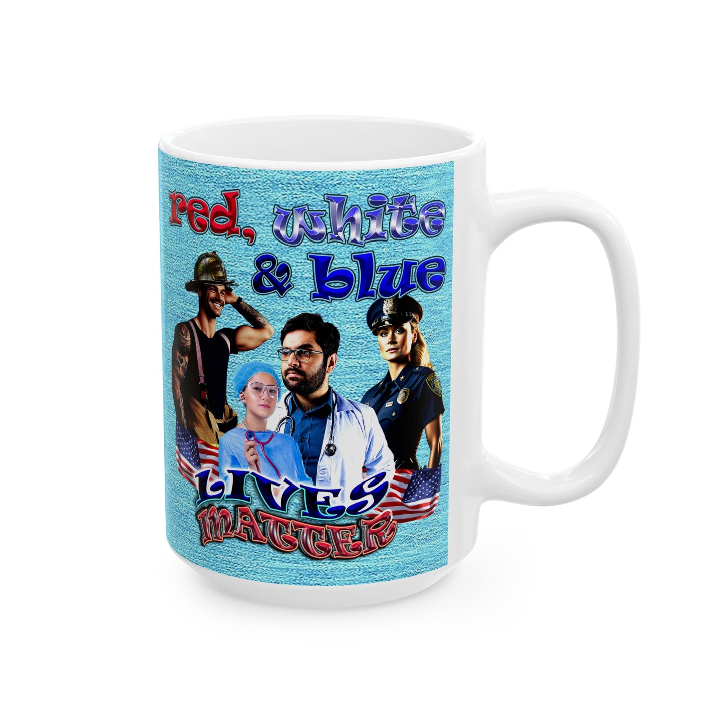 rw&b lives matter - White Mug (faded blue)