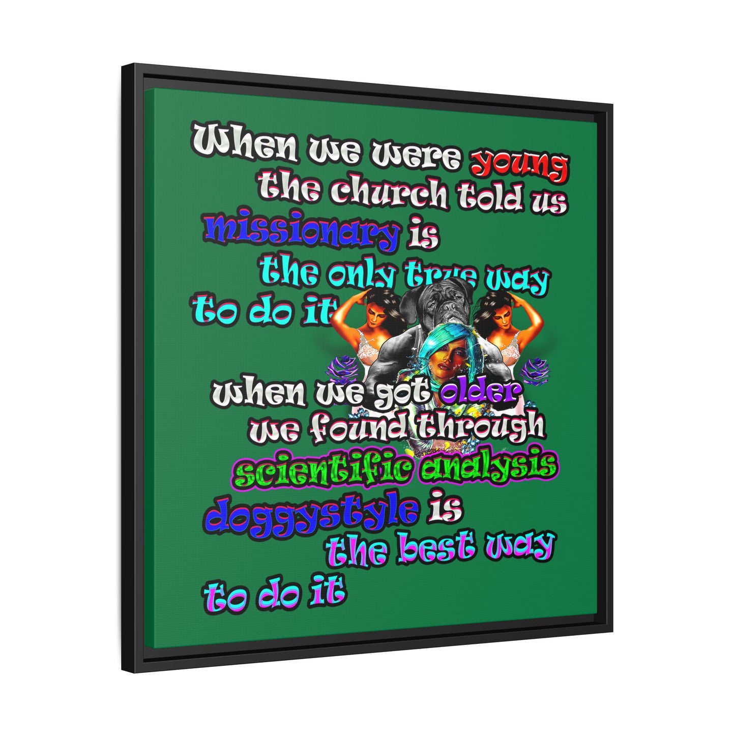 doggystyle - framed canvas art (dark green)