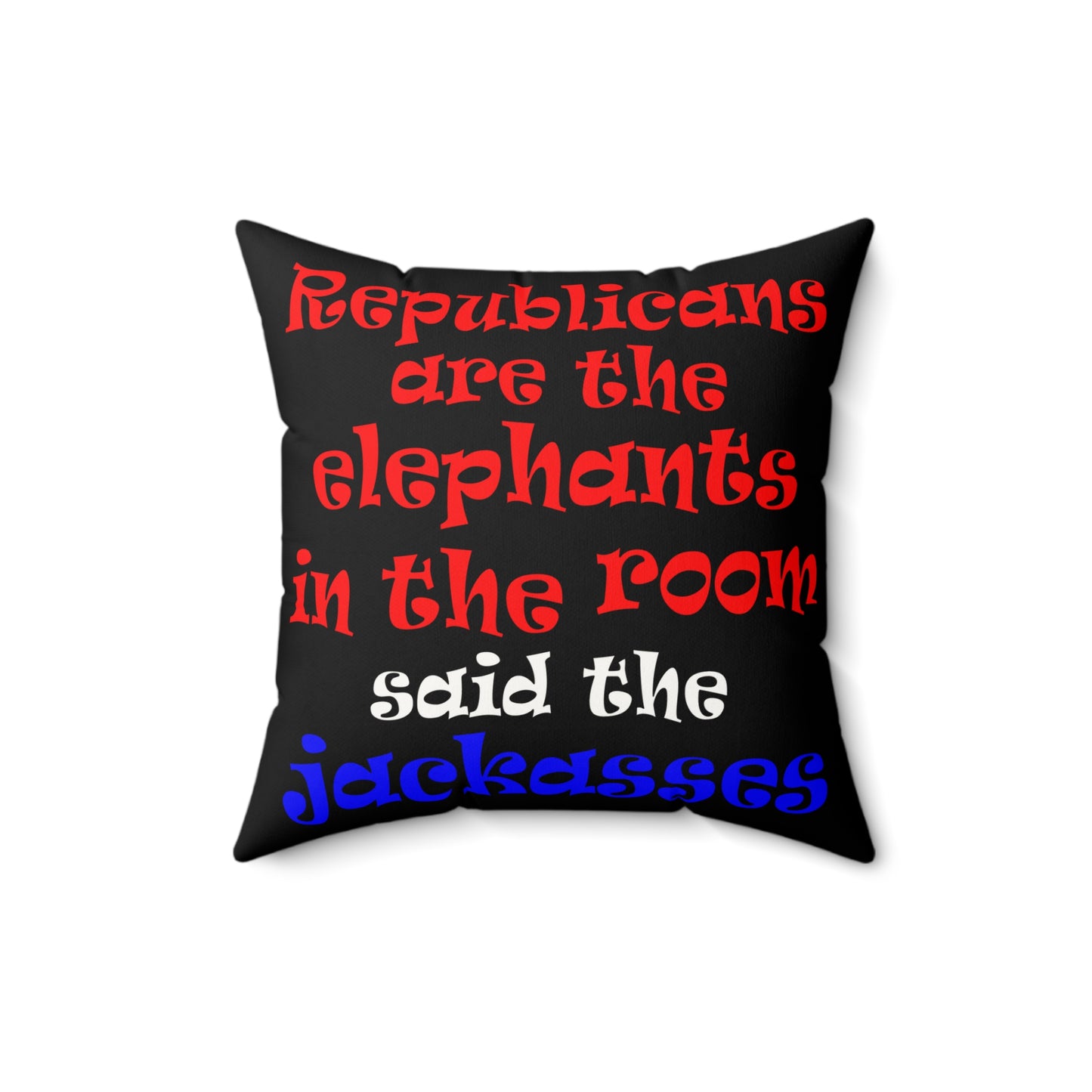donkeys and elephants - Faux Suede Square Pillow - (black)