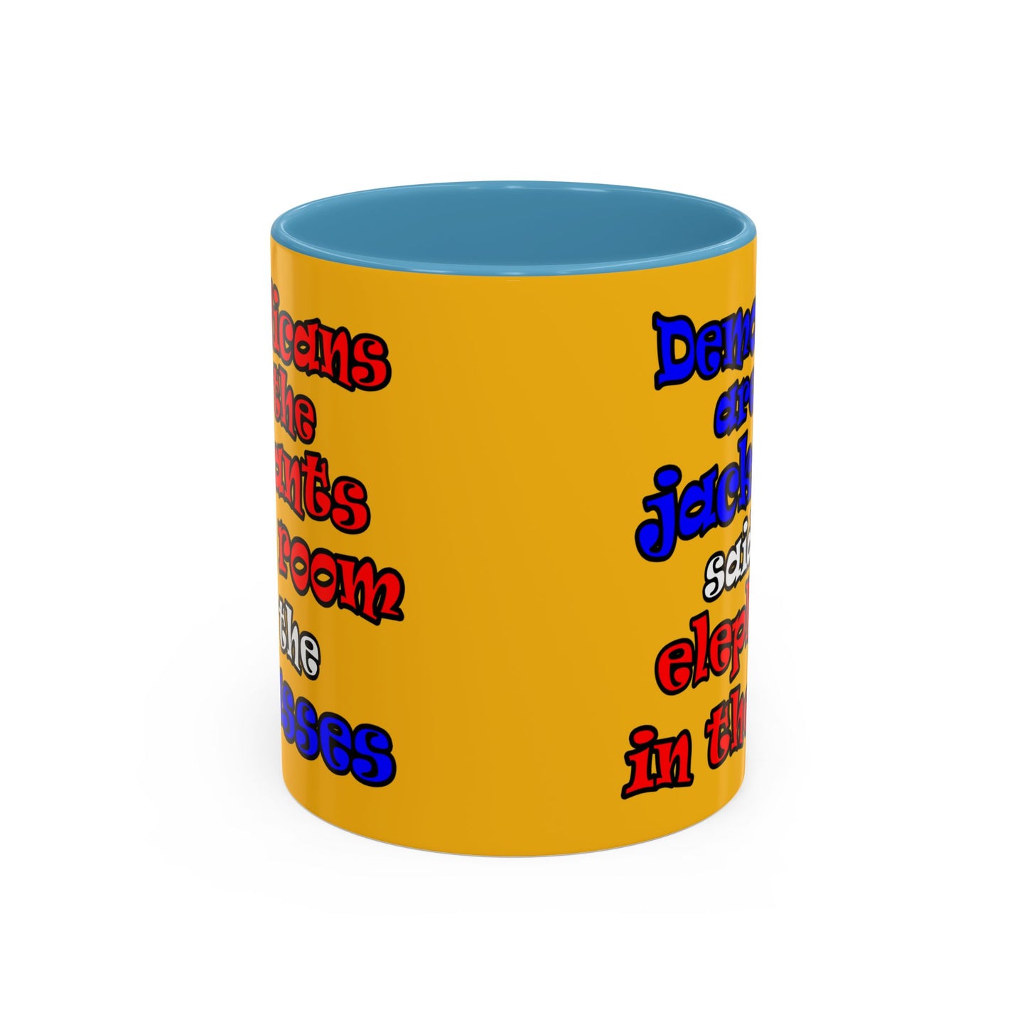 donkeys and elephants - Accent Mug (yellow)