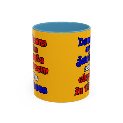 donkeys and elephants - Accent Mug (yellow)
