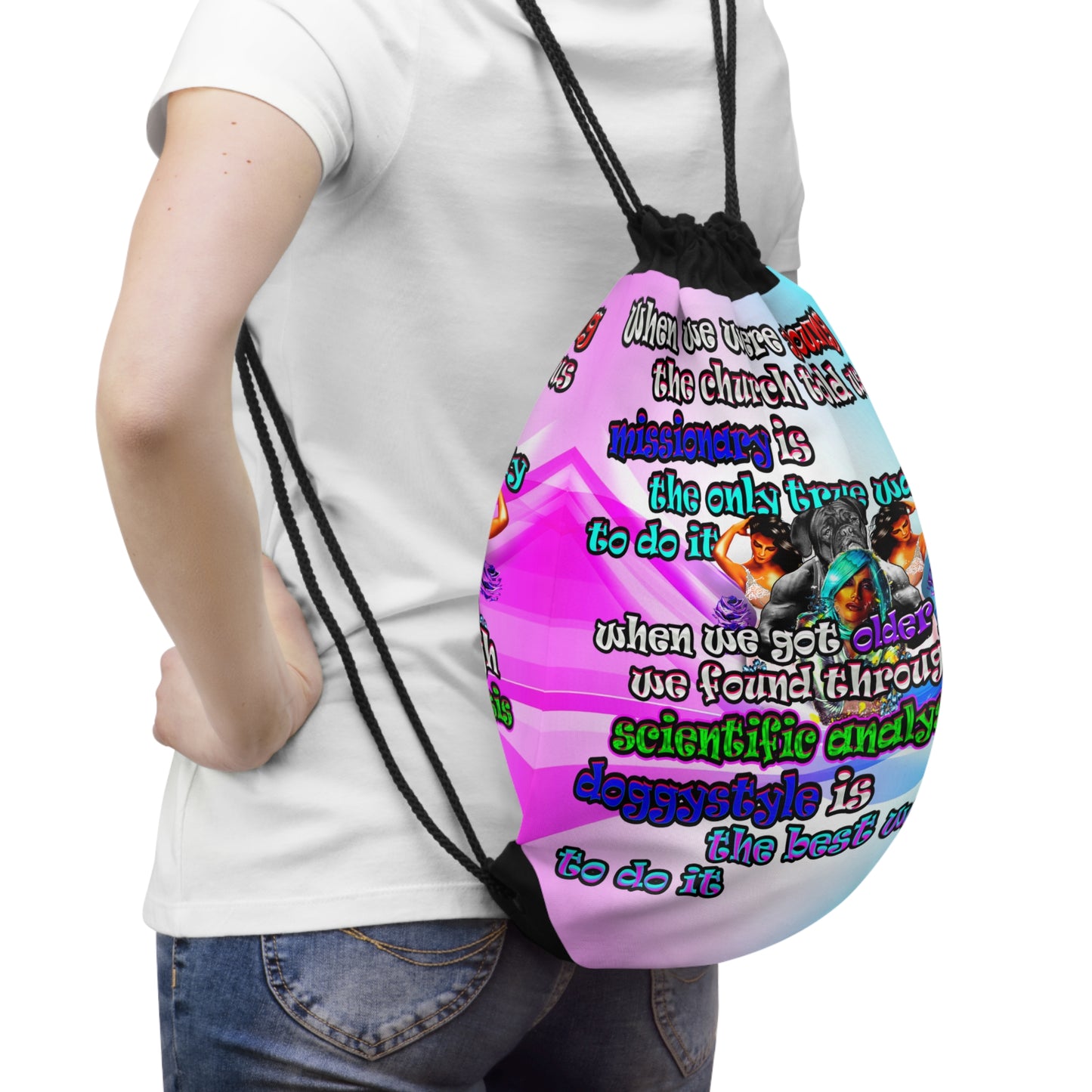 doggystyle - Drawstring Bag (light blue-pink wave)