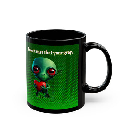 I don't care that your grey - Black Mug (logo green)