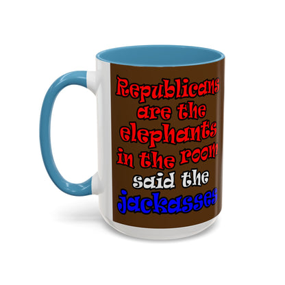 donkeys and elephants - Accent Mug (brown)