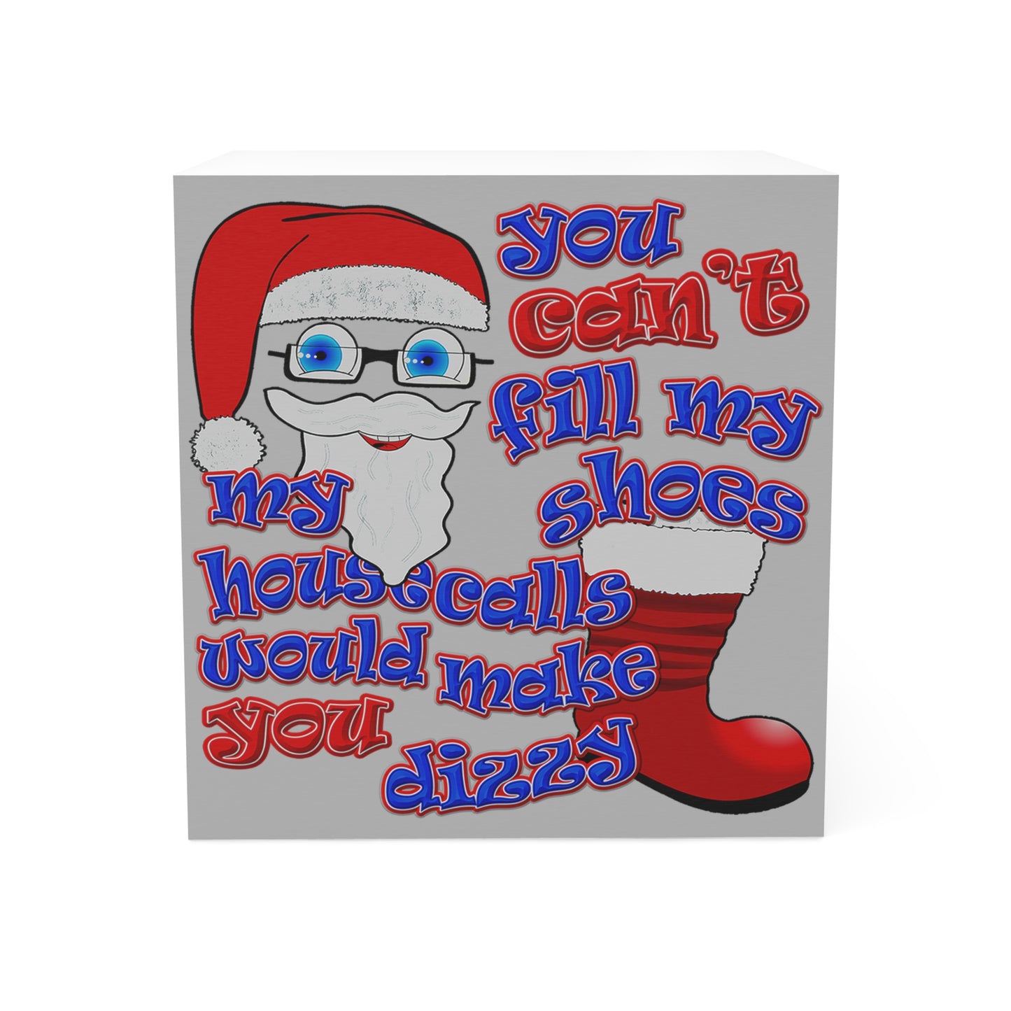 santa's shoes - note cube (light grey)