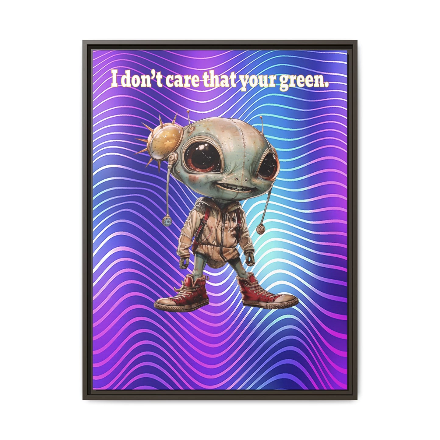 I don't care that your green - framed canvas art (purple wave)