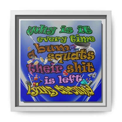 the bum's shit - framed canvas art (blue-white wave)