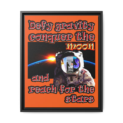 defy conquer reach - framed canvas art (orange)