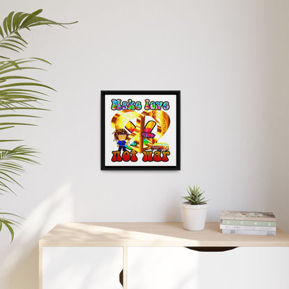 love peace - framed canvas art (white)