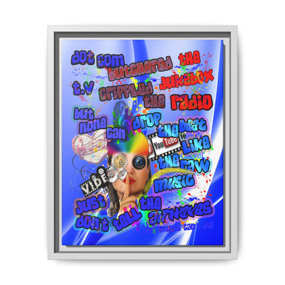 drop the beat - framed canvas art (blue-white wave)