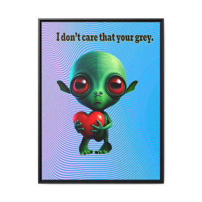 I don't care that your grey - framed canvas art (light blue-purple wave)