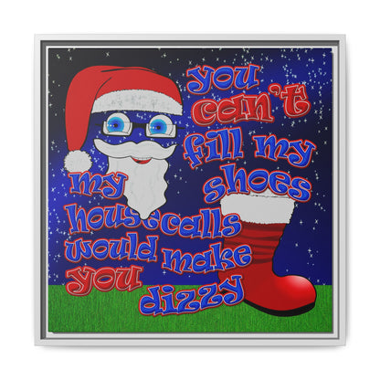 santa's shoes - framed canvas art ('snoops' background)
