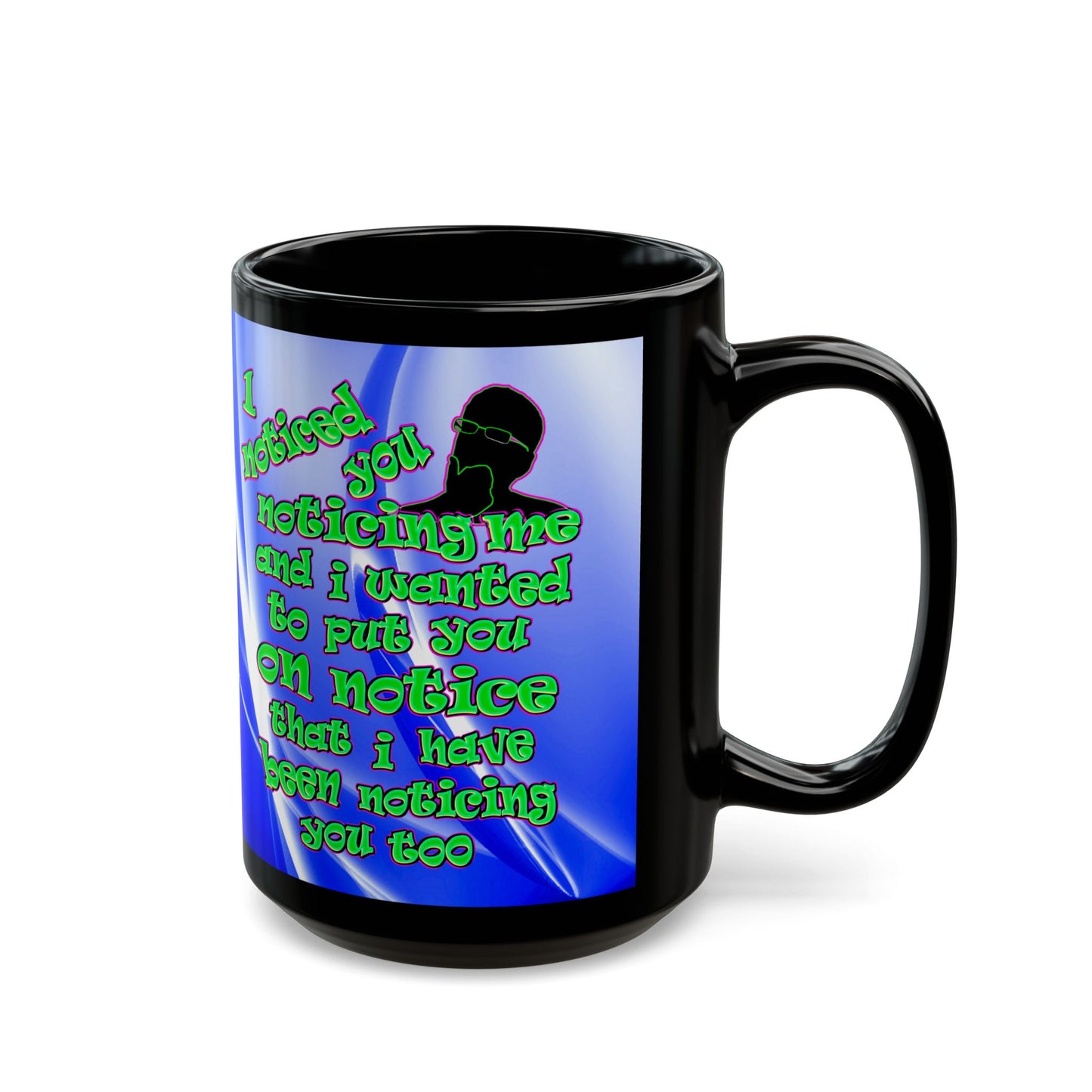 noticed you noticing - Black Mug (blue-white wave)