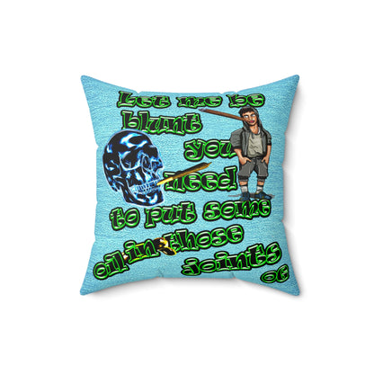 og - Faux Suede Square Pillow - (faded blue)