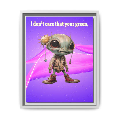 I don't care that your green - framed canvas art (purple-pink wave)