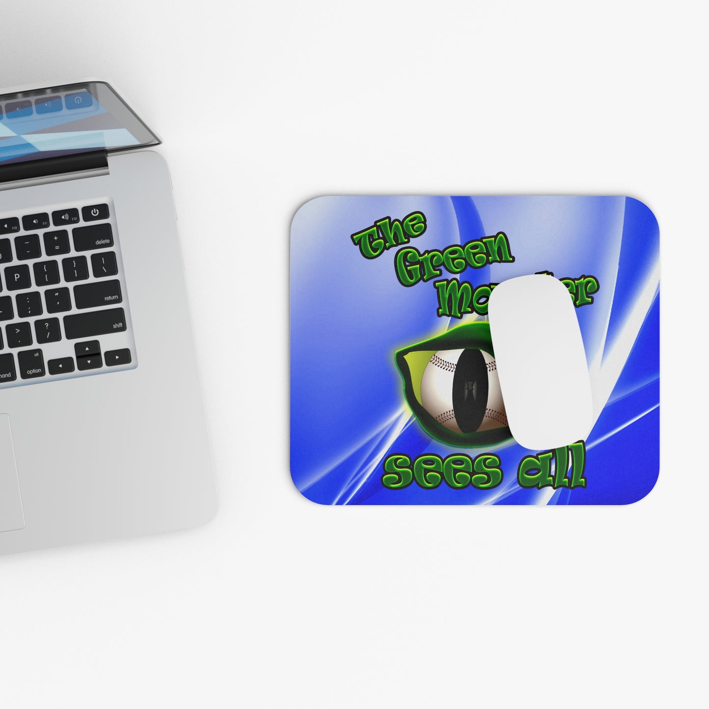 green monster - Mouse Pad (Rectangle) (blue-white wave)