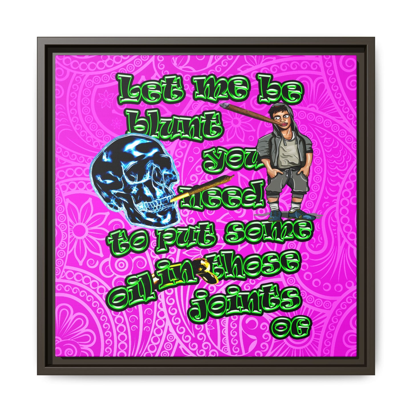 og - framed canvas art (pink swirl)